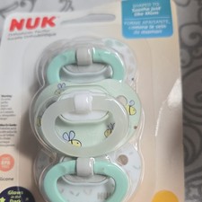 NUK Orthodontic Silicone Pacifier 3 Pack Bee Design 0-6 Months Glow BPA-Free
