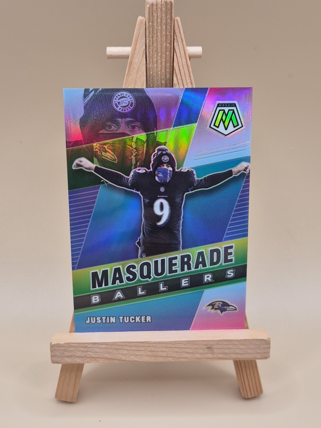 Justin Tucker 2021 Panini Mosaic Football Masquerade Ballers - Baltimore Ravens 