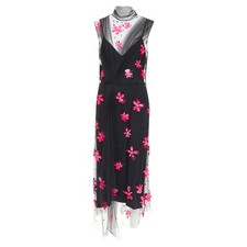 Prada Runway Floral Tulle Midi Dress Women Black Size 38