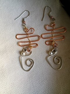 Copper Ladder Rustic Copper Wire Earrings Nickel Silver Spirals Modern Folk Art
