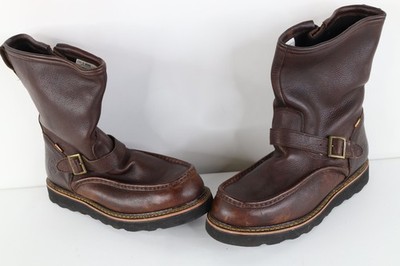 Vintage Streetwear Mens 11 M Waterproof Leather Buckle Engineer Boots Brown