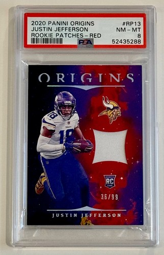 2020 Panini Origins RED /99 Rookie Patch Justin Jefferson #RP-13 #’d RC PSA 8