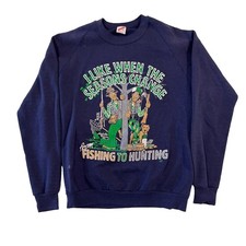 Vtg Sweatshirt “I Like When Season Change Fishing To Hunting” Xl USA Made