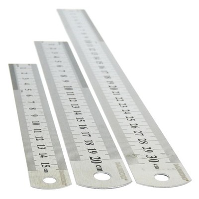 Edelstahl Metall Linea 3er Set 15/20/30cm Stahllineal Doppelseitenskala Kante