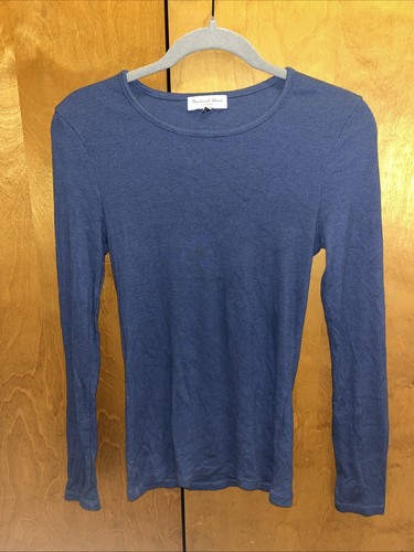Michael Stars Blue Long Sleeve Ribbed Top Small - 第 1/4 張圖片