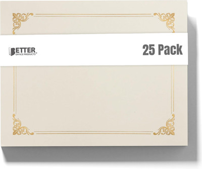 25 Pack Ivory Certificate Holders, Diploma Holders, Document Covers with Gold Fo