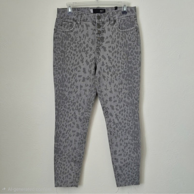 KUT from the Kloth Women's High Rise Ankle Skinny Gray Animal Print Jeans 6