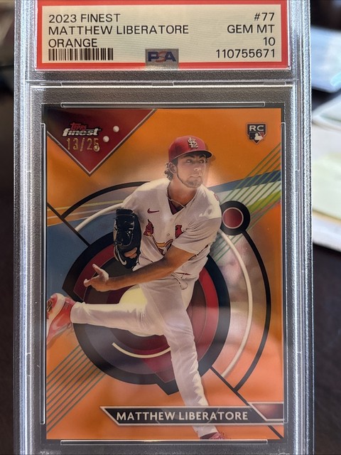 2023 Topps Finest Matthew Liberatore Orange Rookie RC Refractor /25 #77 PSA 10
