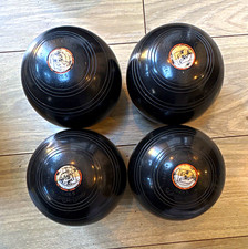 Henselite Super-Grip lawn bowls set of 4 black size 5 MPN 5954