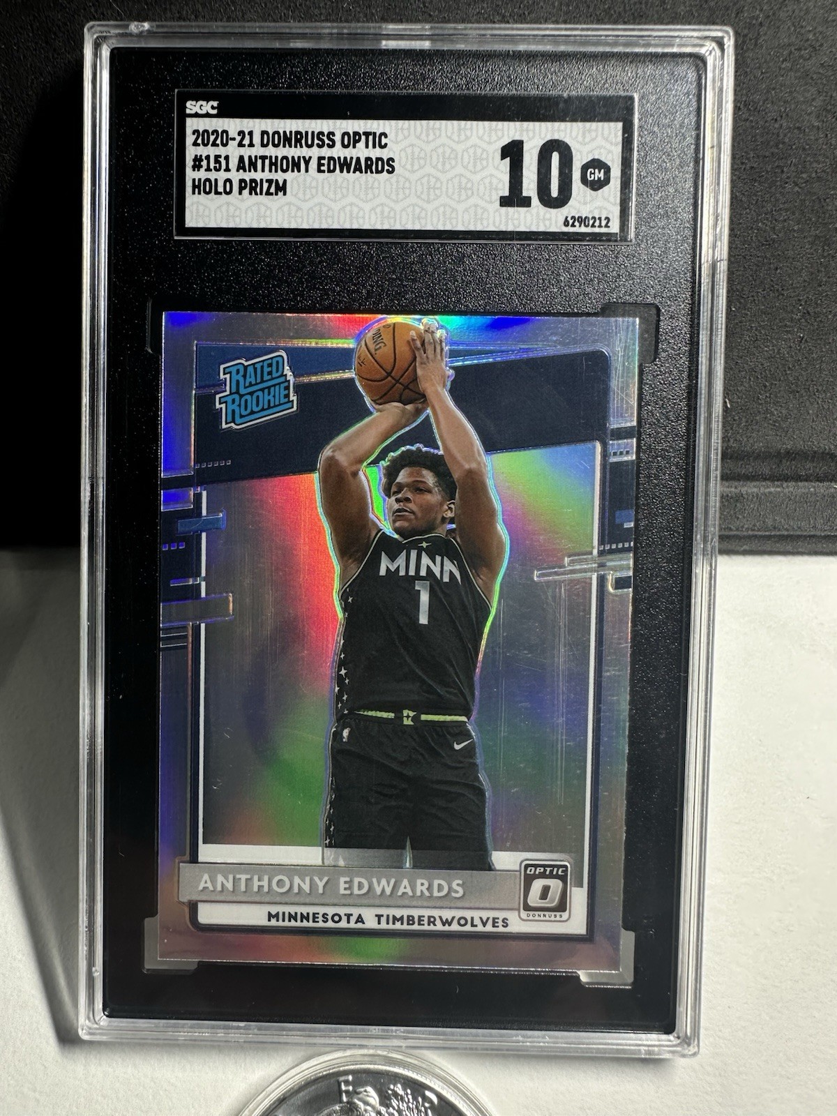 2020 Anthony Edwards Donruss Optic Holo Rookie #151 Silver - SGC 10