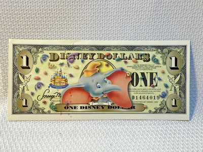 2005 Disney Dollar Uncirculated $1 One Dollar Bill D Series Dumbo 50th