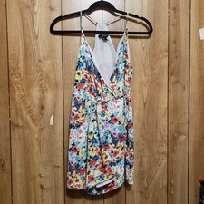 Forever 21 Med Multicolor Floral Print Wrap Dress Racer Back Spaghetti Straps