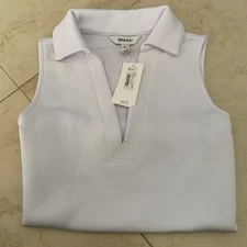 Spanx Women's XS White AirEssentials Sleeveless Polo Tank Top Air Essentials NWT