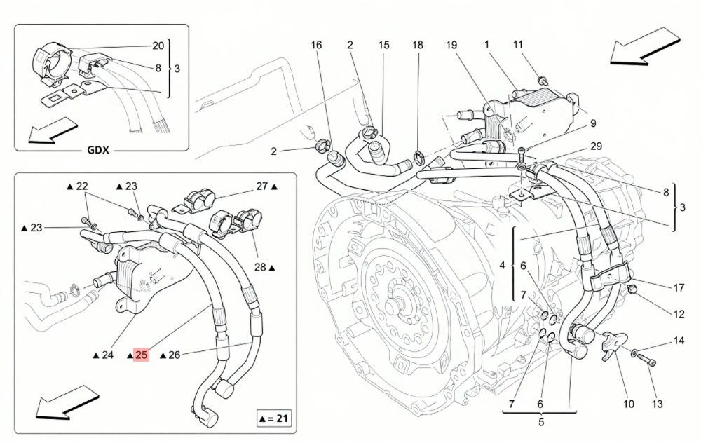 13-19 MASERATI GHIBLI QUATTROPORTE TRANSMISSION OIL COOLER HOSE LINE PIPE OEM