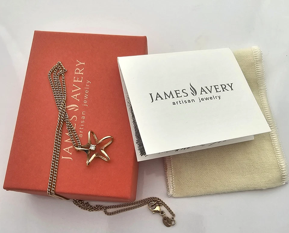 Collar Colgante Oro 14K JAMES AVERY DIAMANTE ESTRELLA FLOTANTE Caja Rara Bolsa Tarjeta Foto 2 de 4