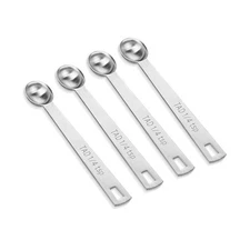 4 PCS 1/4 Teaspoon (1/4 Tsp | 1.25 mL | 1.25 cc) Single Measuring Spoon, Stai...