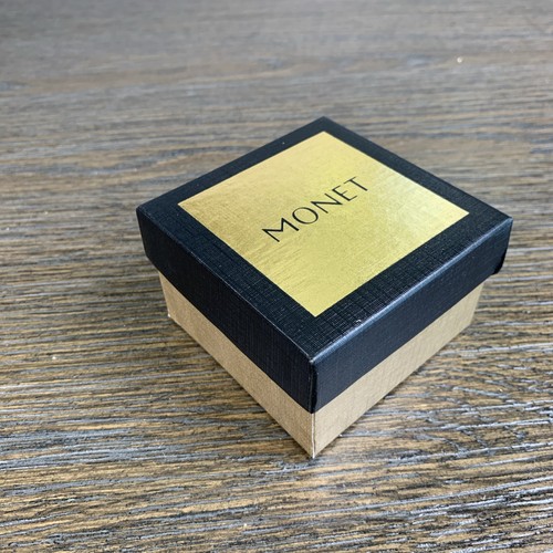 Monet Brosche goldfarben Metall Biene Anstecknadel schwarz Insekt facettiert Strass Motte - Bild 8 von 8