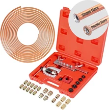 Brake Line Kit, 3/16" Brake Line Flaring Tool Kit, Copper Coated Brake Line