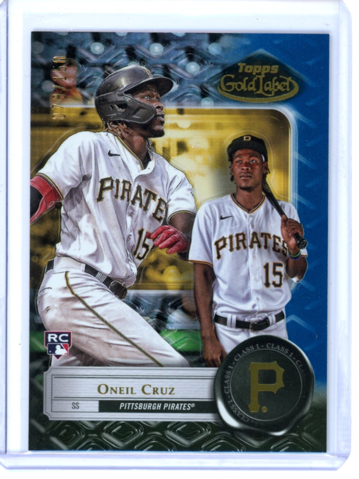 2022 Topps Gold Label Class 1 Blue 078/150 ONeil Cruz RC #95 Pittsburgh Pirates