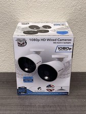 Night Owl - 1080p HD Wired Cameras with Built-In Spotlights 2-Pack - White D757