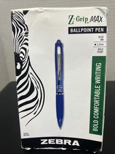 Zebra Z-Grip MAX Ballpoint Pen, Retractable, Bold 1.2 mm, Blue Ink, 12/Pack NOS