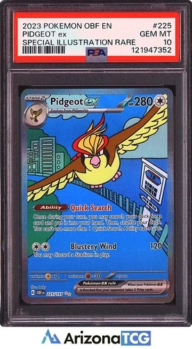 Pokemon 2023 Pidgeot ex 225/197 Full Art SIR Obsidian Flames GEM MINT PSA 10