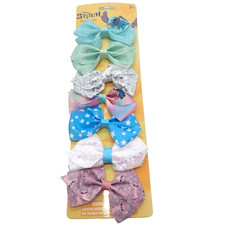 Disney Stitch 7 pc Hair Bows Clips Set Girl Accessories New Free Shipping 