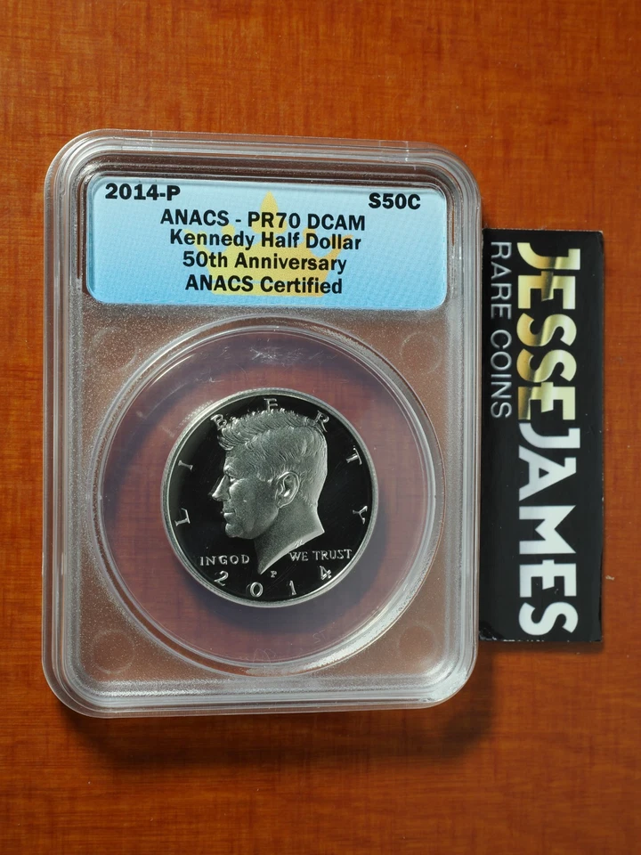 2014 W РЕВЕРСИВНЫЙ ПРУФ СЕРЕБРО KENKENNEDY ANACS PR70 SP70 50-Я ГОДОВЩИНА НАБОР ИЗ 4 МОНЕТ - Изображение 3 из 4