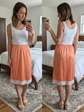 Vintage Gaymode JCPenney Half Slip Small Orange Peach Lace Trim Antron Nylon S
