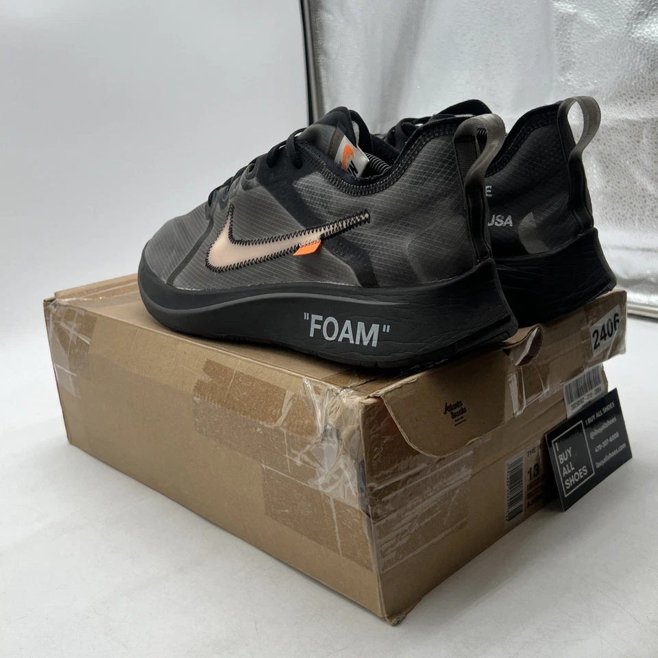 Size 13 - Nike Off-White x Zoom Fly SP Black (AJ4588-001) - Image 4 of 4