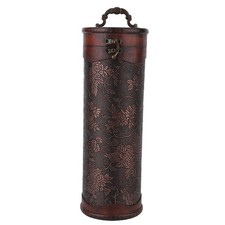 Portable Vintage Round Wood Single Red Wine Storage Box With Handle Retro Gift‹