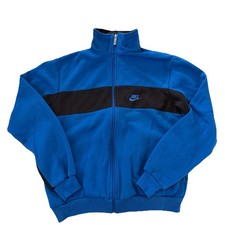 Vintage 90s Nike Fleece Full Zip Jacket Blue Black Youth XL Adult S