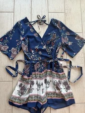 altar'd state Romper Size Medium Blue