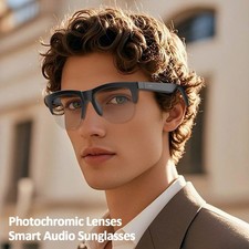 Photochromic Lens Glasses Smart Sunglasses Bluetooth Audio Speaker Mic Handsfree
