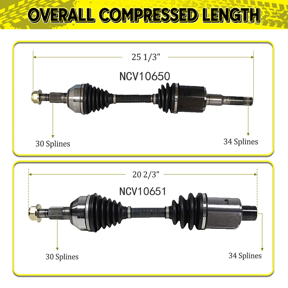 Front Pair CV Axle Joint Shaft Assembly for Chevrolet Malibu 2.4L L4 2008-2012 - Imagen 3 de 4