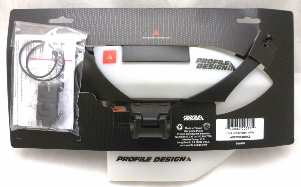 Sistema de hidratación aerodinámica Profile Design FC35 para triatlón TT blanco con válvula de mordida Foto 3 de 3