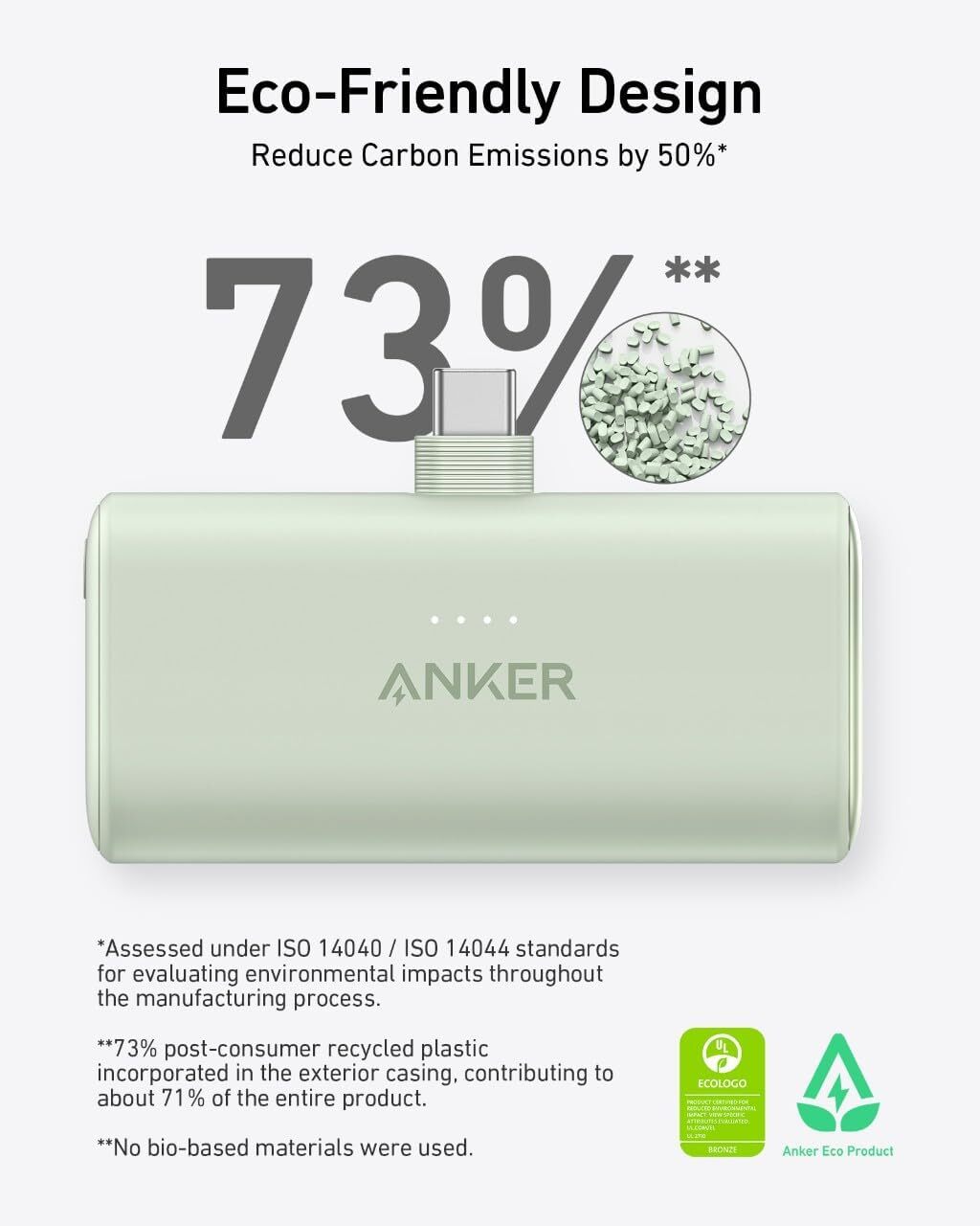 Anker Nano Power Bank 5000mAh Built-in USB-C Connector 22.5W Portable Charger