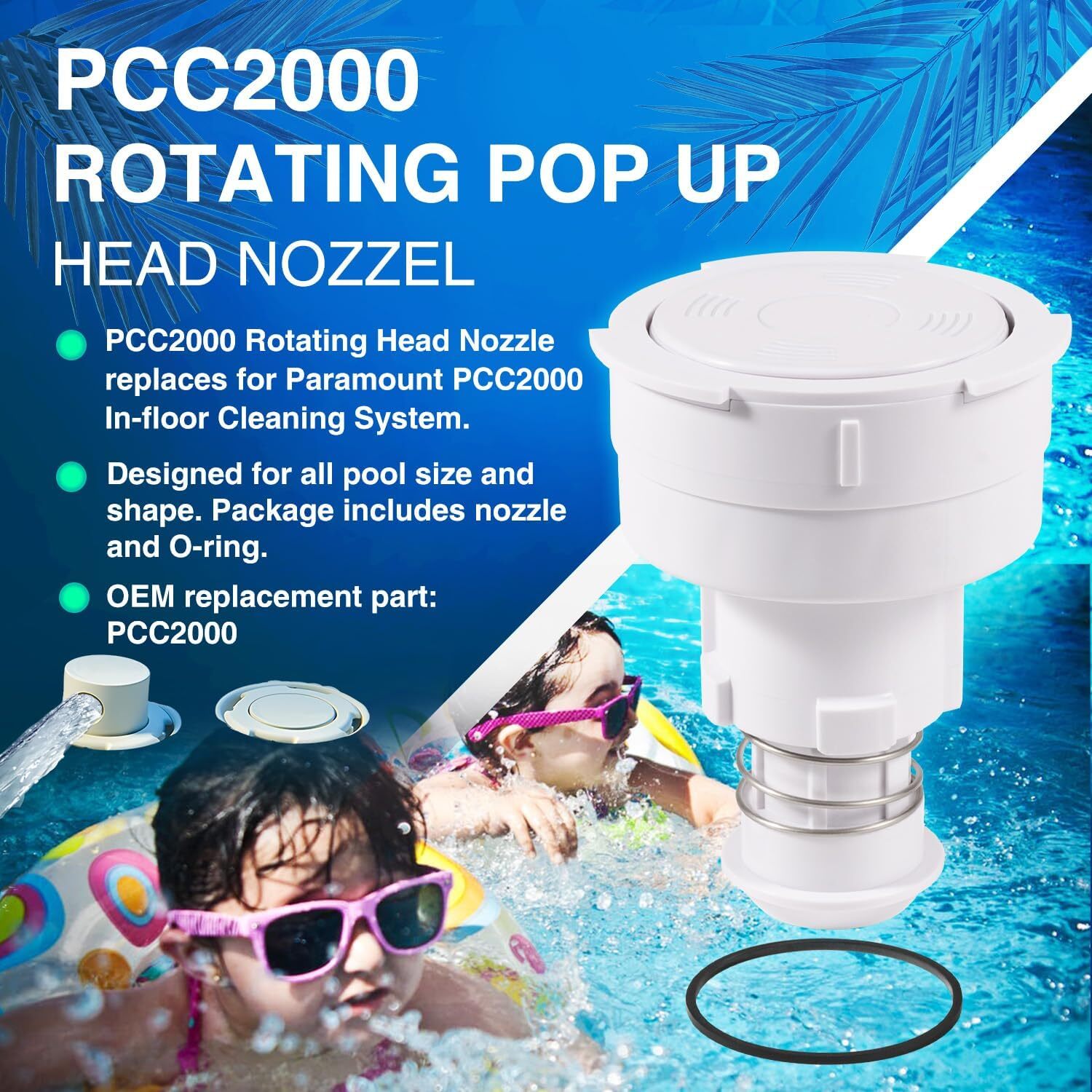 PCC2000 Rotating Pop Up Head Nozzle for Paramount in-Floor Cleaning System White