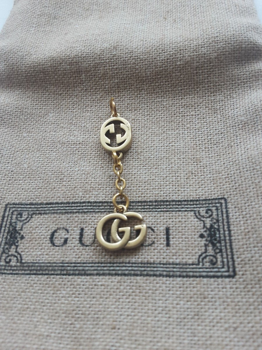100% Gucci 1 pieces vintage zipper pull metal Logo gg