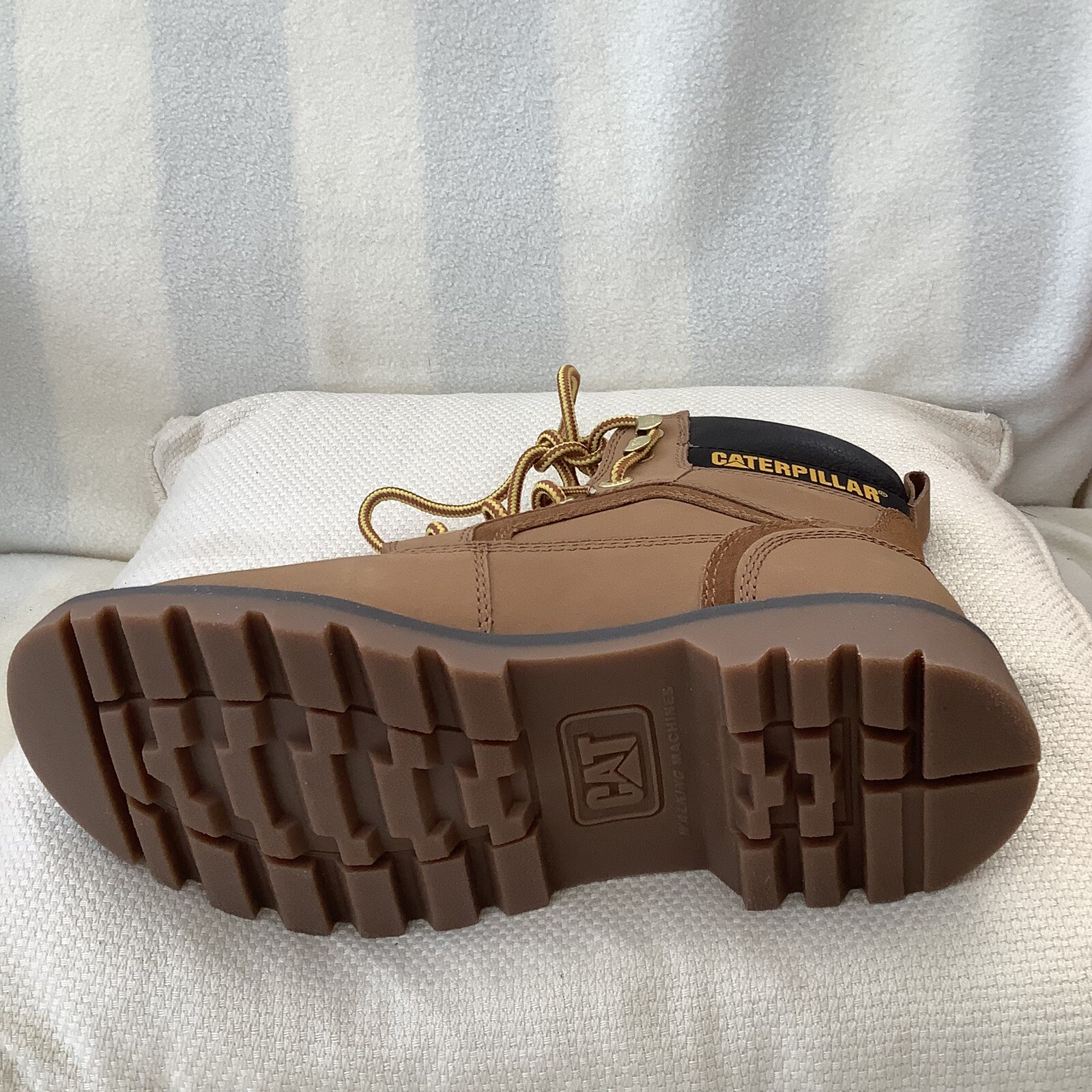 MENS CAT CATERPILLAR BROWN LEATHER BOOTS SIZE 7 / 41 WIDE BNIB eBay