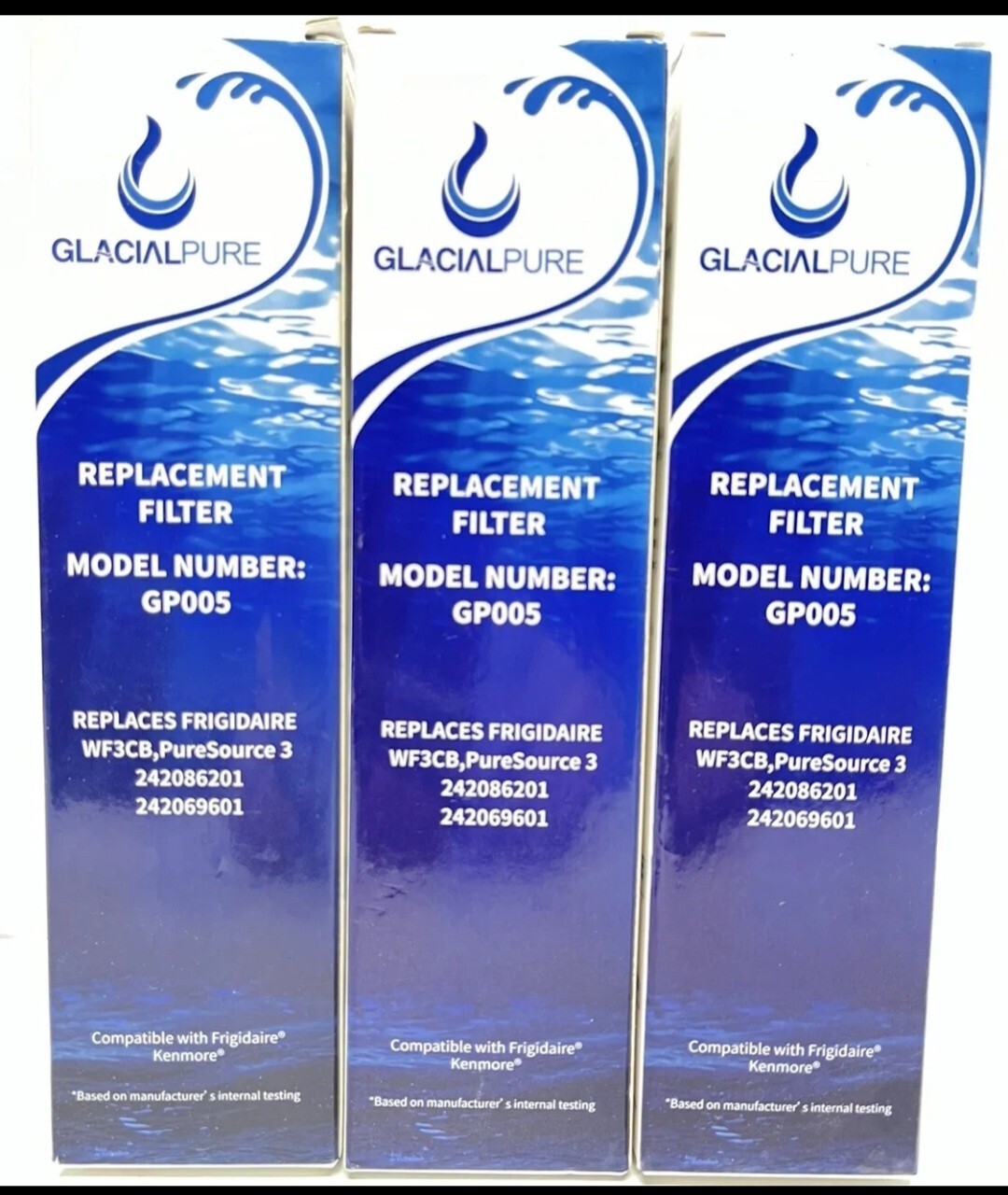 Lot of 3 Glacial Pure GlacialPure GP005A Replacement Refrigerator Water