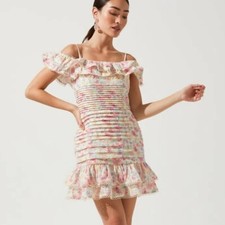 ASTR the Label Una floral ruffle mini dress off-shoulder size medium NEW NWOT