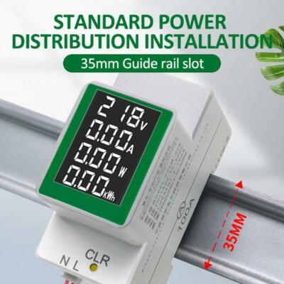 Volt Amp Power Factor Time Energy Voltage Current Montior Din Rail Wattmeter
