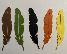 FEATHER paper piecing set of 5 handmade scrapbook, Card pieces
