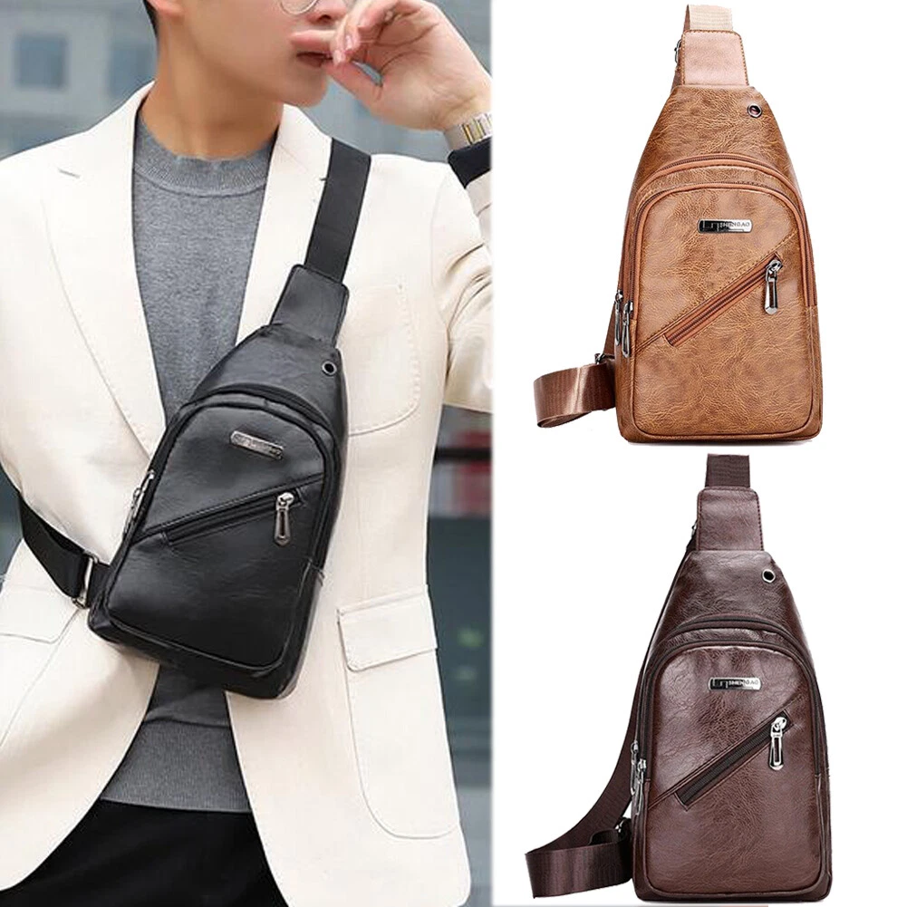 Waterproof Men Crossbody Bag Small Sling Chest Handbag Cross Body Messenger