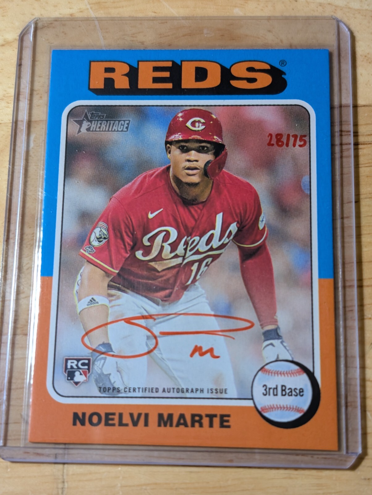 2024 Topps Heritage Rookies Noelvi Marte #ROA-NM (RC) Real One Red Ink Auto #/75