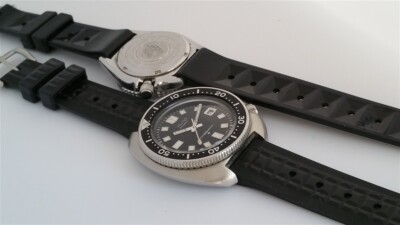 seiko セイコー チョコレートバーストラップ 19mm 社外品 19mm rubber chocolate bar watch strap fits Seiko 6105 / 6217