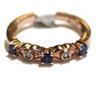 925 rose plated .02ct diamond blue sapphire gemstone band ring 2.7g 5.75 — photo 2