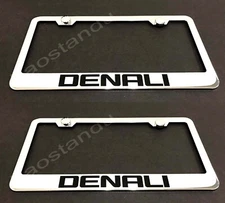 (2PCS) DENALI TEXT CHROME METAL LICENSE PLATE FRAME