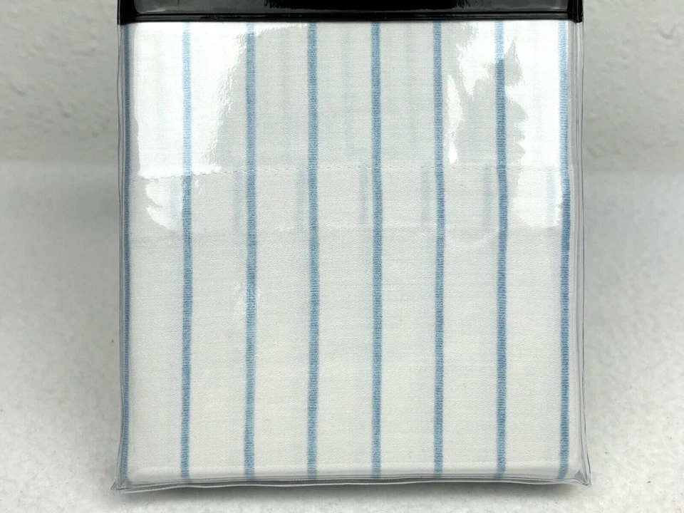 RALPH LAUREN KING Spencer Stripe Sateen Pillowcases Aqua Blue 100% Cotton - Image 2 of 4